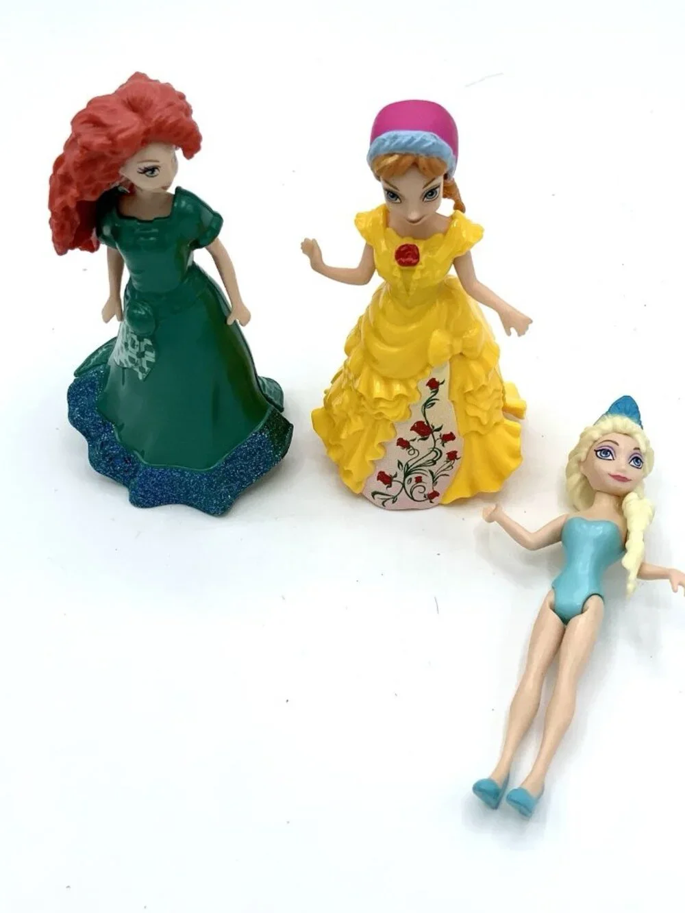 Disney Princess MagiClips Frozen Anna Elsa Merida Polly Pocket Doll Lot Of 3